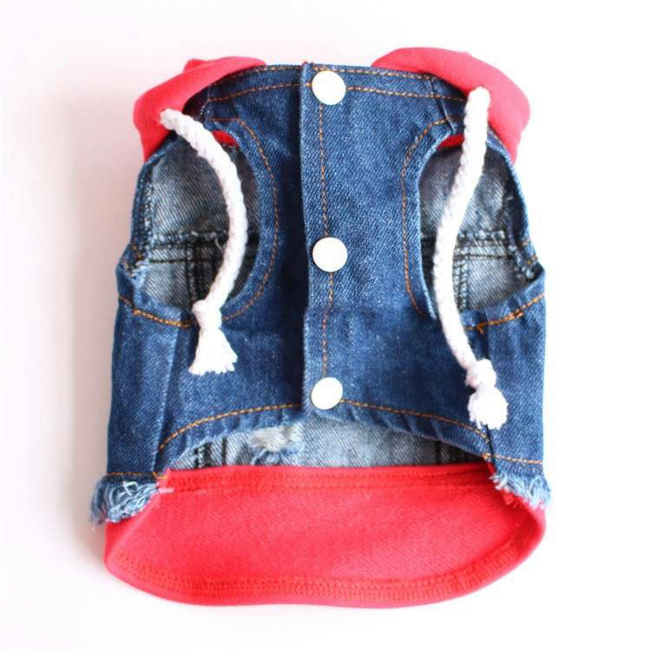 Distressed Denim Vest with attached Hoodie